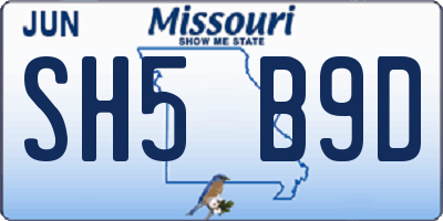 MO license plate SH5B9D