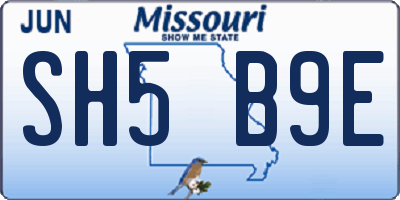 MO license plate SH5B9E