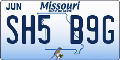 MO license plate SH5B9G