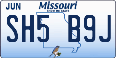MO license plate SH5B9J