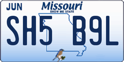 MO license plate SH5B9L