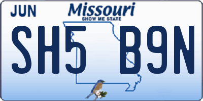 MO license plate SH5B9N