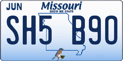 MO license plate SH5B9O