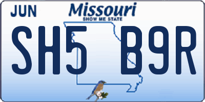MO license plate SH5B9R