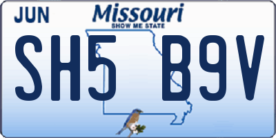 MO license plate SH5B9V