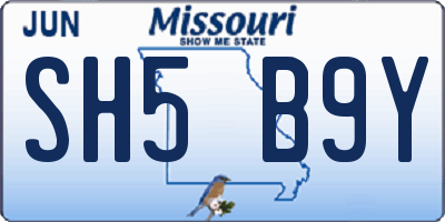 MO license plate SH5B9Y