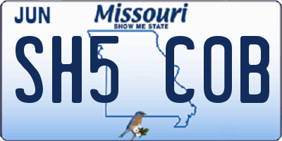 MO license plate SH5C0B