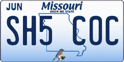 MO license plate SH5C0C