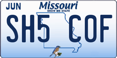 MO license plate SH5C0F