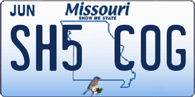 MO license plate SH5C0G
