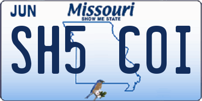MO license plate SH5C0I