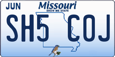 MO license plate SH5C0J