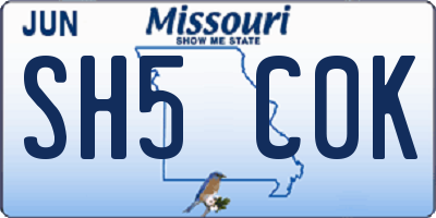 MO license plate SH5C0K