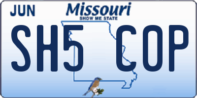 MO license plate SH5C0P
