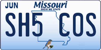MO license plate SH5C0S