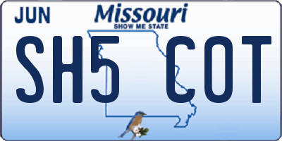 MO license plate SH5C0T