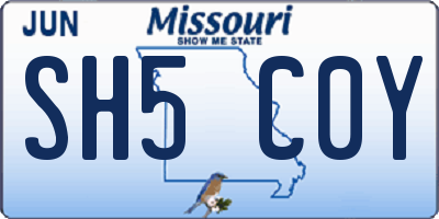 MO license plate SH5C0Y