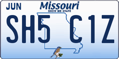 MO license plate SH5C1Z