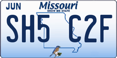 MO license plate SH5C2F