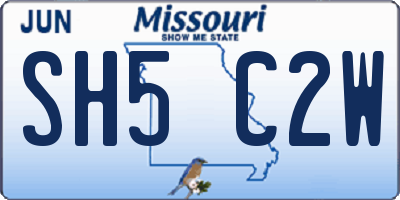 MO license plate SH5C2W