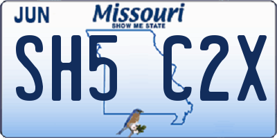 MO license plate SH5C2X