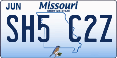 MO license plate SH5C2Z