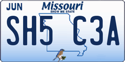 MO license plate SH5C3A