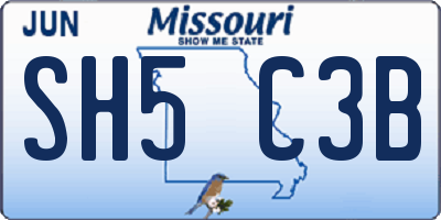MO license plate SH5C3B