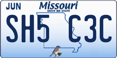 MO license plate SH5C3C