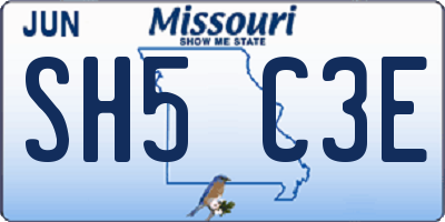 MO license plate SH5C3E