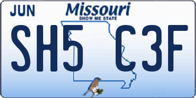 MO license plate SH5C3F