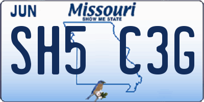 MO license plate SH5C3G