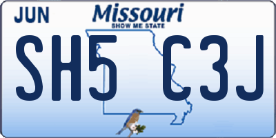 MO license plate SH5C3J