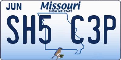 MO license plate SH5C3P