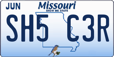 MO license plate SH5C3R
