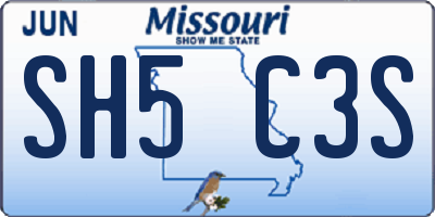 MO license plate SH5C3S