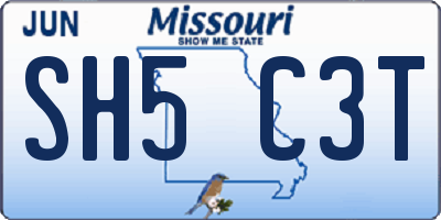 MO license plate SH5C3T