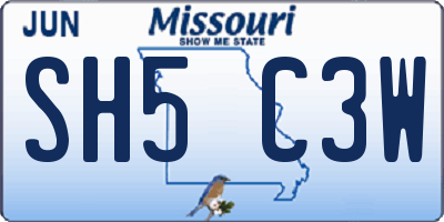 MO license plate SH5C3W