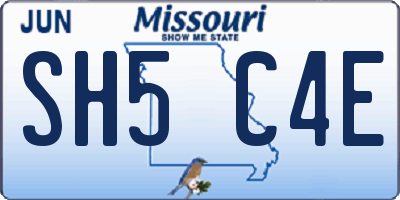 MO license plate SH5C4E