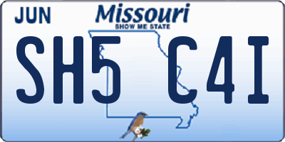 MO license plate SH5C4I