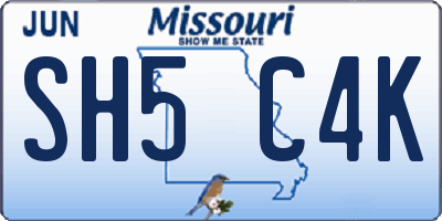 MO license plate SH5C4K
