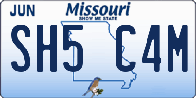 MO license plate SH5C4M