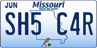 MO license plate SH5C4R