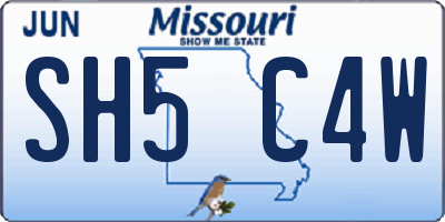 MO license plate SH5C4W
