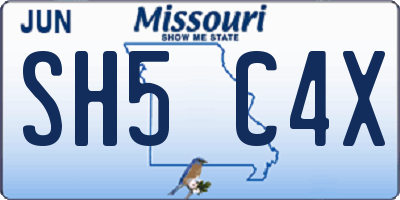 MO license plate SH5C4X