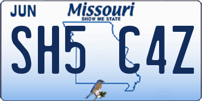 MO license plate SH5C4Z