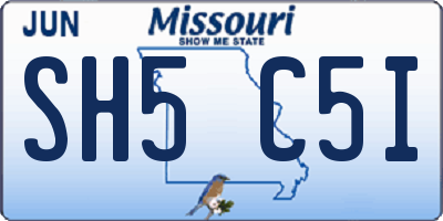 MO license plate SH5C5I