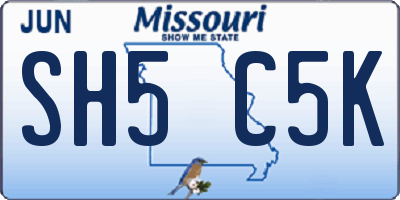 MO license plate SH5C5K