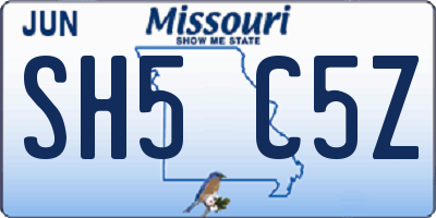 MO license plate SH5C5Z