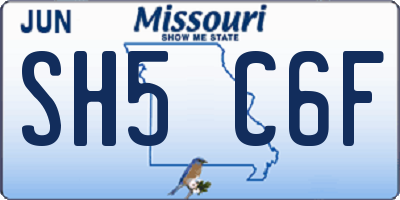 MO license plate SH5C6F